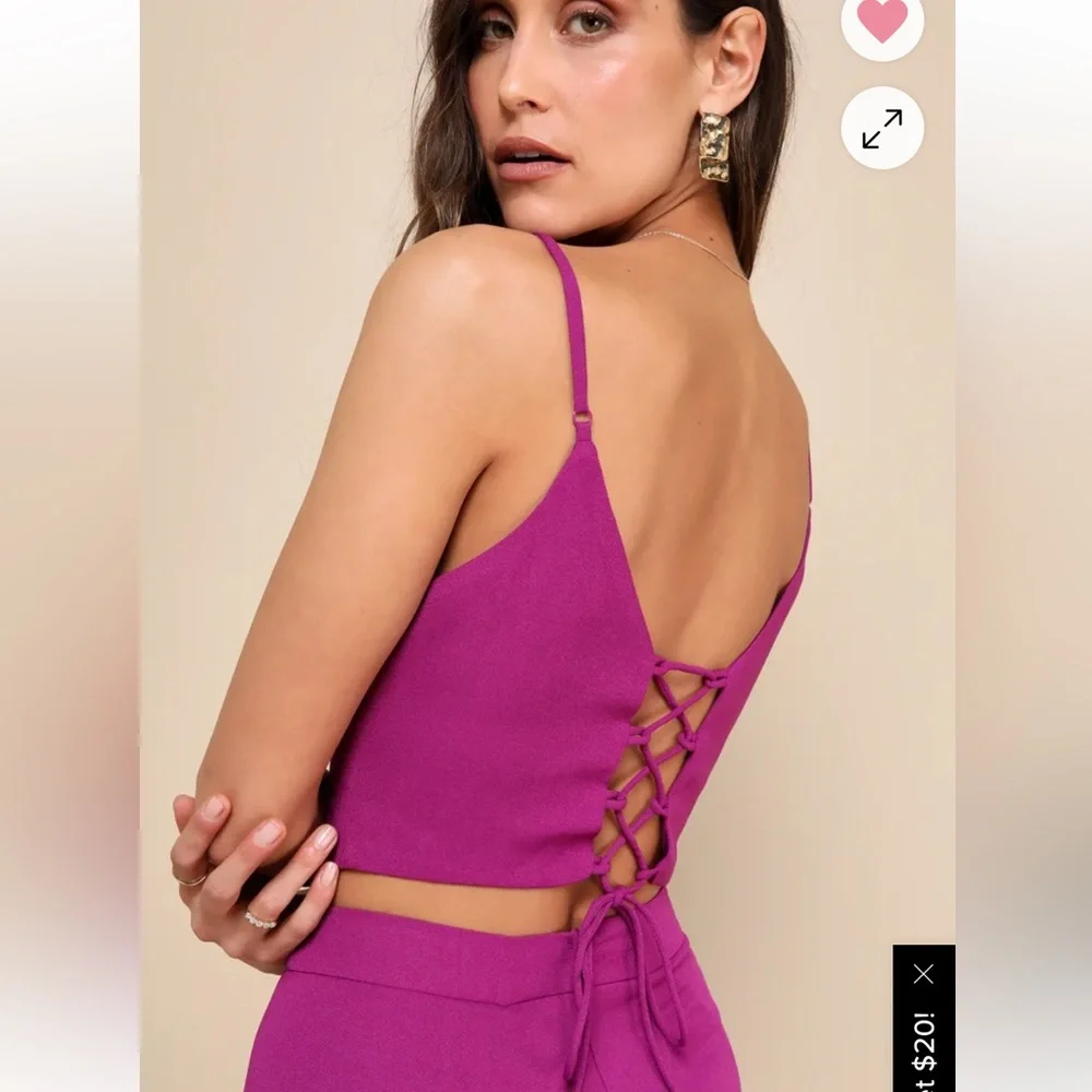 Lulus Out Tonight Magenta Two-piece Jumpsuit Purple - Size S - Picture 2 of 4